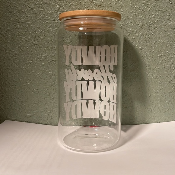 Howdy cow print glass cup - Picture 2 of 3